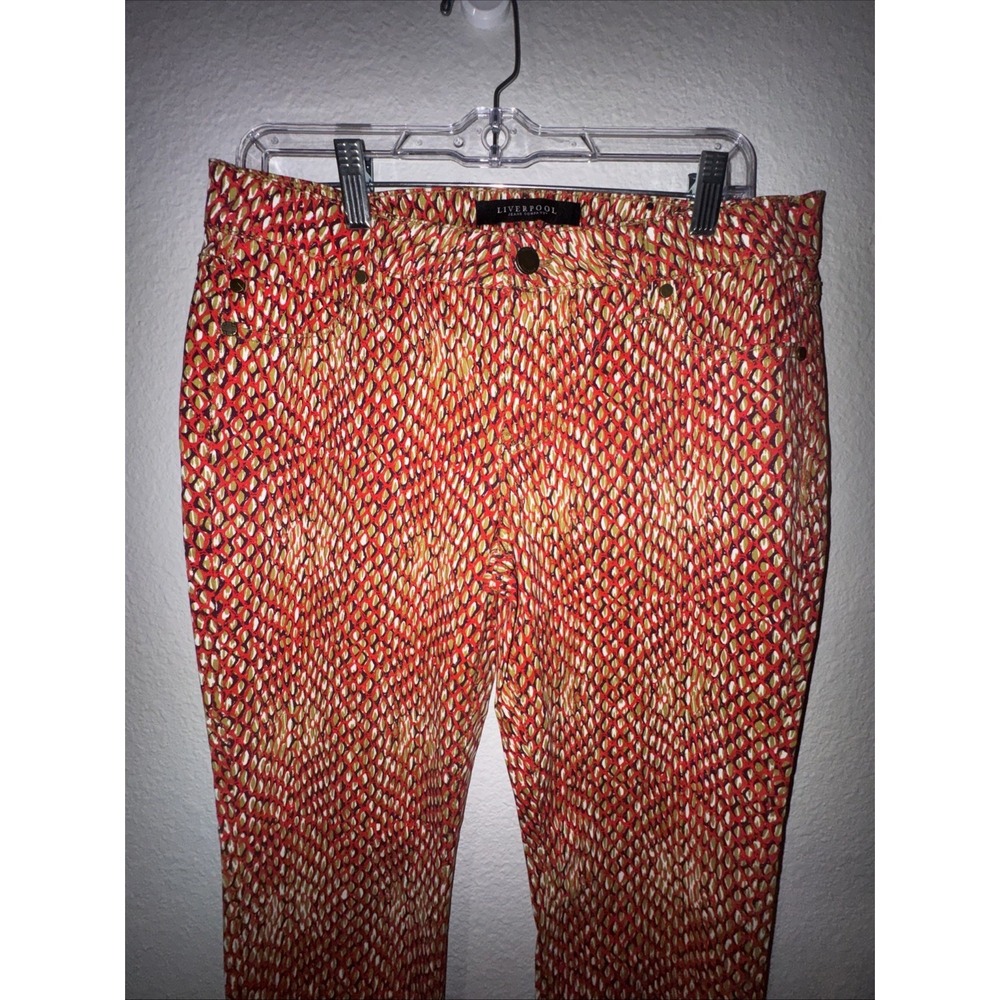 Liverpool Jeans  Women's Size 8 Red Python Snake 🐍 Print Capri Ankle
